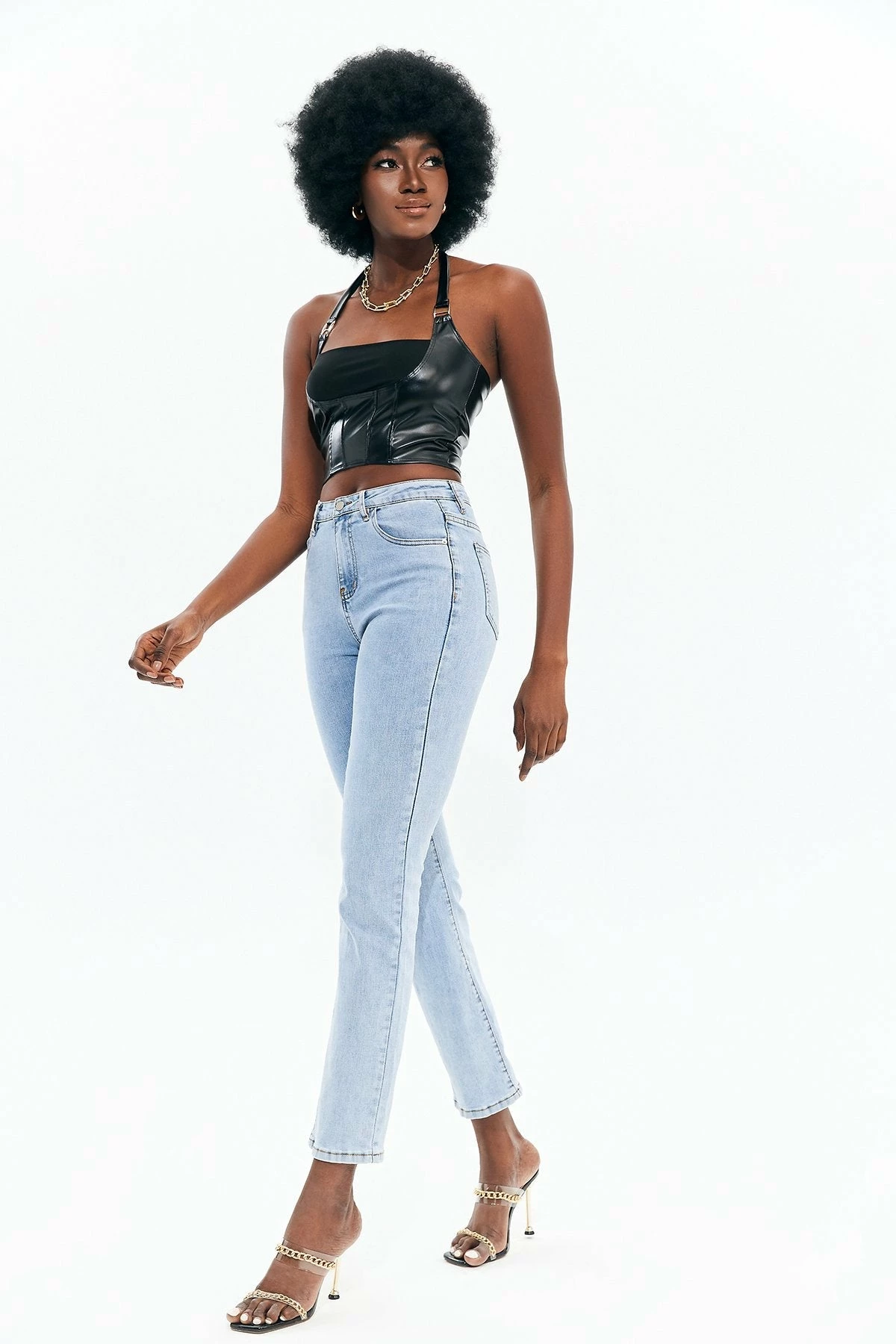 Solado Off Shouler Halter Neck PU Leather Crop Top 7 Solado Off Shouler Halter Neck PU Leather Crop Top - Image 5