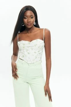 Solado Floral Print Asymmetrical Hem Cami Corset Top
