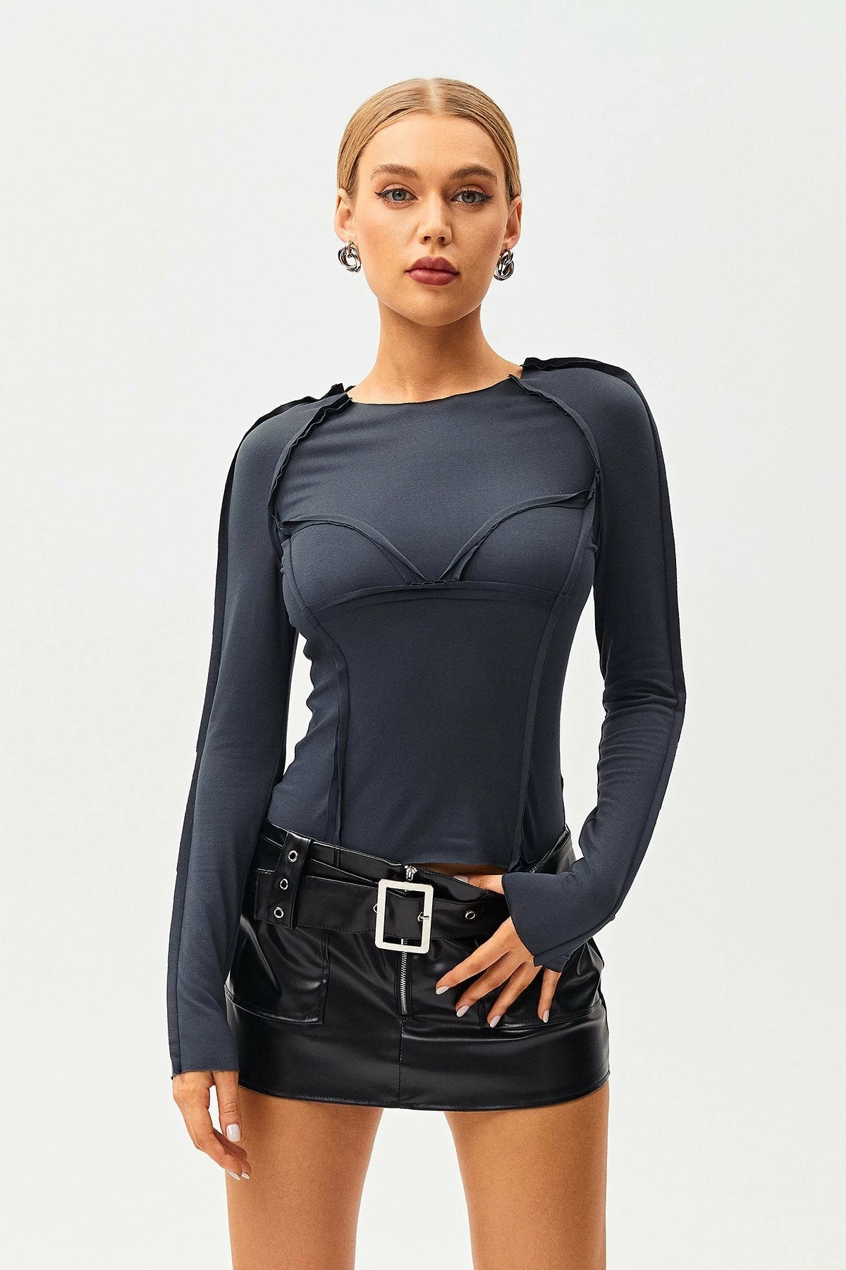 Solado Seam Detail Cinched Waist Long Sleeve Top 3 Solado Seam Detail Cinched Waist Long Sleeve Top