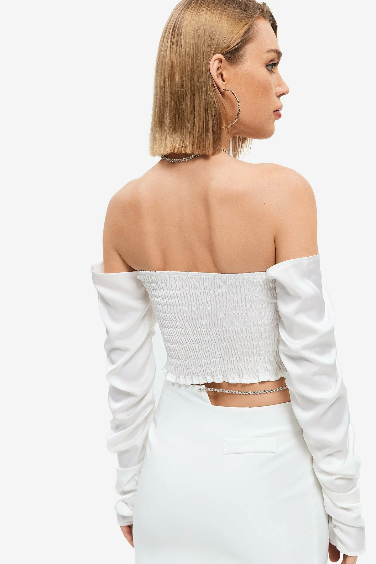Solado Rhinestone Decor Twist Front Backless Long Sleeve Top 4 Solado Rhinestone Decor Twist Front Backless Long Sleeve Top - Image 2