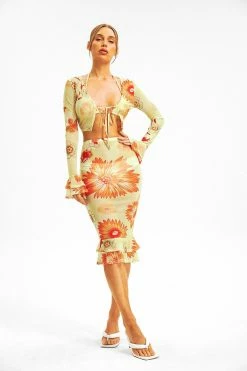 Solado Mesh Ruffle Sleeve Floral Print Tie Front Shirt Without Bra -SOLADO Shop jpeg 5875933a 2a11 4e0a 8e20 b51578bbe49b 1800x1800