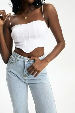 Solado Mesh Boned Curved Hem Cami Tank Top