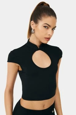 SOLADO Mock Neck Short Sleeve Cut Out Crop Top -SOLADO Shop jpeg 5aa78946 2a2e 4b8b 8eb8 52465e24e334 1800x1800