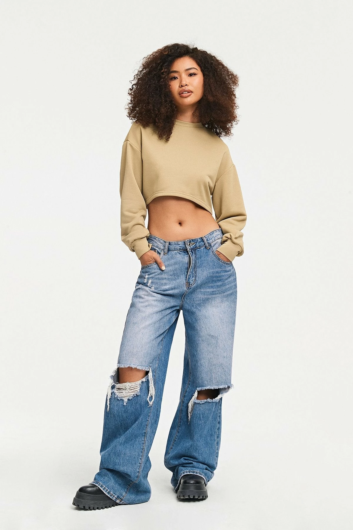 SOLADO Drop Shoulder Long Sleeve Solid Crop Top 5 SOLADO Drop Shoulder Long Sleeve Solid Crop Top - Image 3
