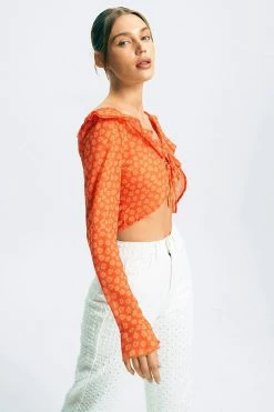 Alternative view of Solado Floral Print Ruffle Long Sleeve Crop Top