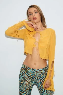 SOLADO Two Piece Tie Detail Chiffon Long Sleeve Top