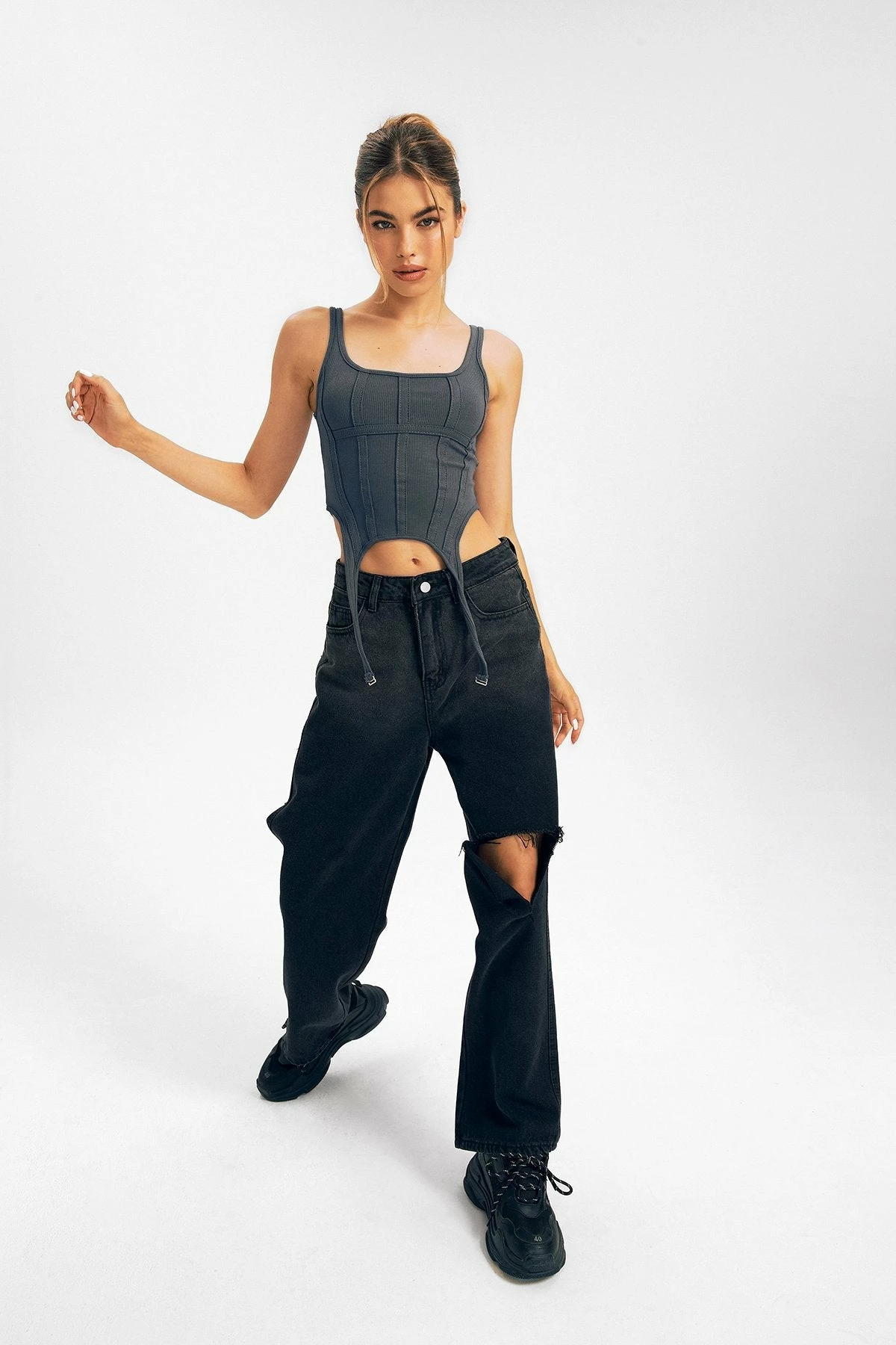 Solado Asymmetrical Hem Boning Ribbed Tank Top 7 Solado Asymmetrical Hem Boning Ribbed Tank Top - Image 5
