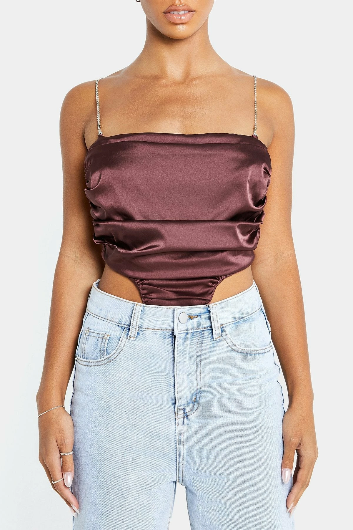 Solado Asymmetrical Hem Open Back Satin Crop Top 8 Solado Asymmetrical Hem Open Back Satin Crop Top - Image 6