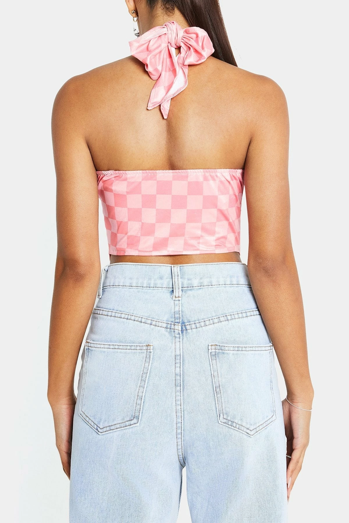 Solado Halter Neck Check Print Cross Wrap Crop Top 9 Solado Halter Neck Check Print Cross Wrap Crop Top - Image 7