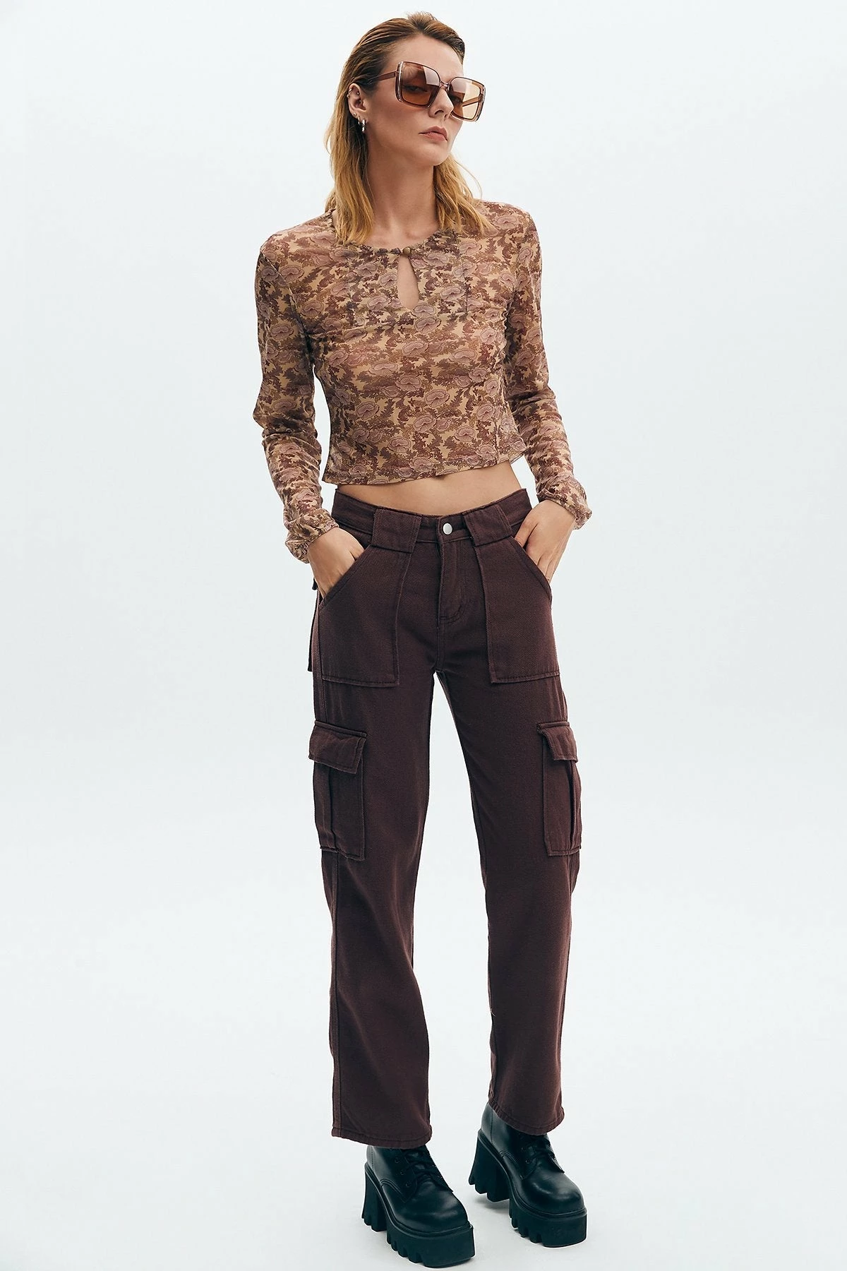 Solado Mesh Print Keyhole Long Sleeve Top 6 Solado Mesh Print Keyhole Long Sleeve Top - Image 4