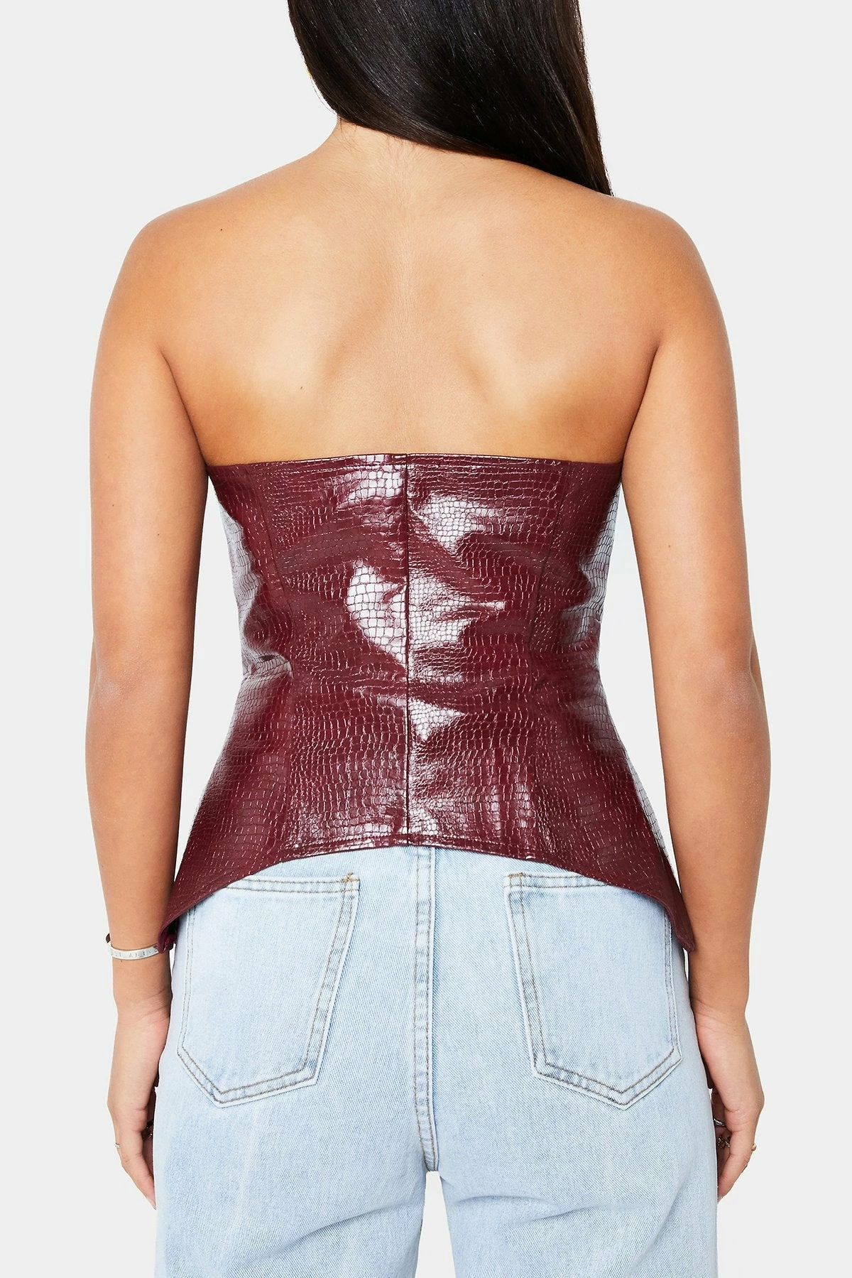 SOLADO Zipper Decor Asymmetrical Hem PU Leather Corset Top 9 SOLADO Zipper Decor Asymmetrical Hem PU Leather Corset Top - Image 7