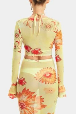 Solado Mesh Ruffle Sleeve Floral Print Tie Front Shirt Without Bra -SOLADO Shop jpeg 6790495f 01a5 4c7c 8b1b ee59f2309ab7 1800x1800