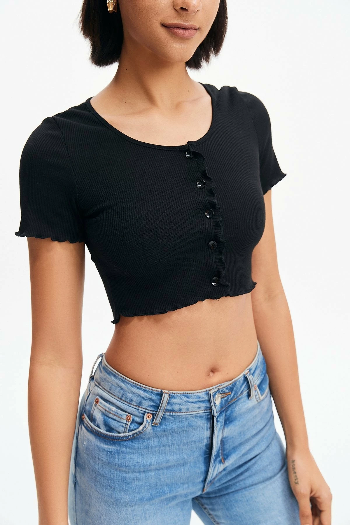 Solado Lettuce Trim Button Front Crop Top 9 Solado Lettuce Trim Button Front Crop Top - Image 7