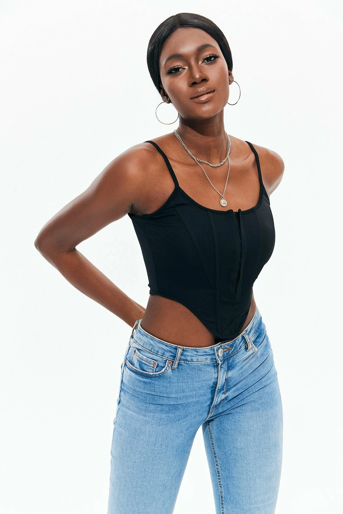 Solado Zip Up Curved Hem Boning Crop Sleeveless Top 3 Solado Zip Up Curved Hem Boning Crop Sleeveless Top