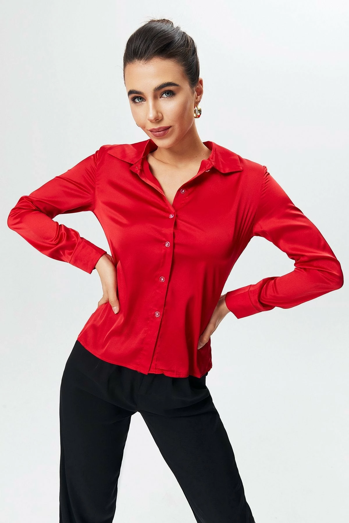 Solado Satin Button Up Long Sleeve Blouse 6 Solado Satin Button Up Long Sleeve Blouse - Image 4