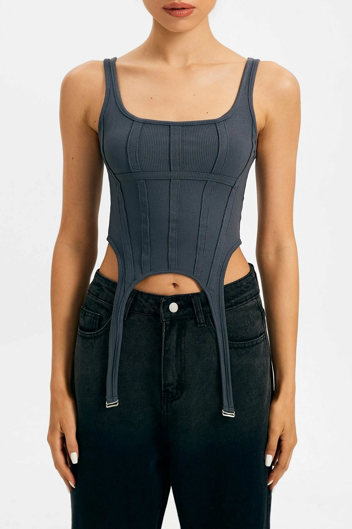 Solado Asymmetrical Hem Boning Ribbed Tank Top 8 Solado Asymmetrical Hem Boning Ribbed Tank Top - Image 6