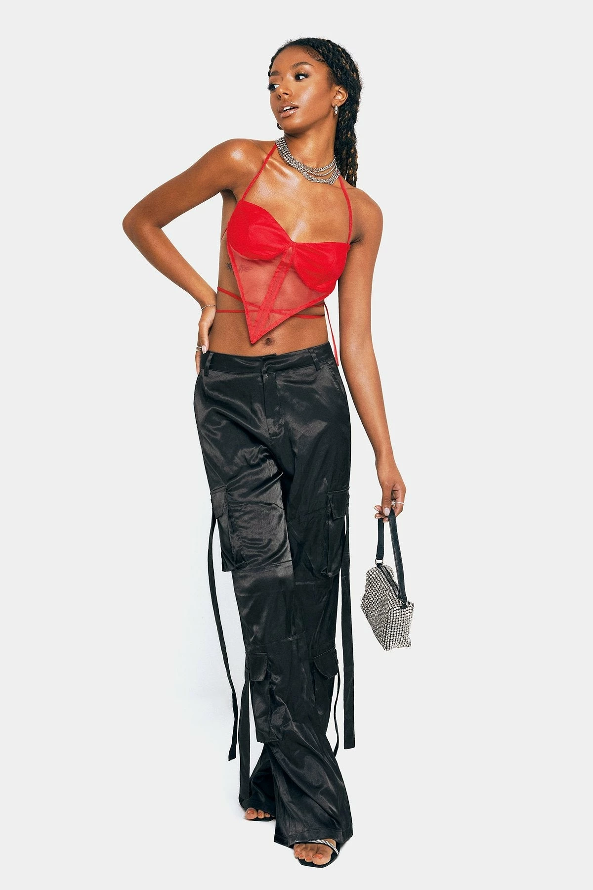 SOLADO Hanky Hem Cross Tie Halter Neck Mesh Crop Top 8 SOLADO Hanky Hem Cross Tie Halter Neck Mesh Crop Top - Image 6