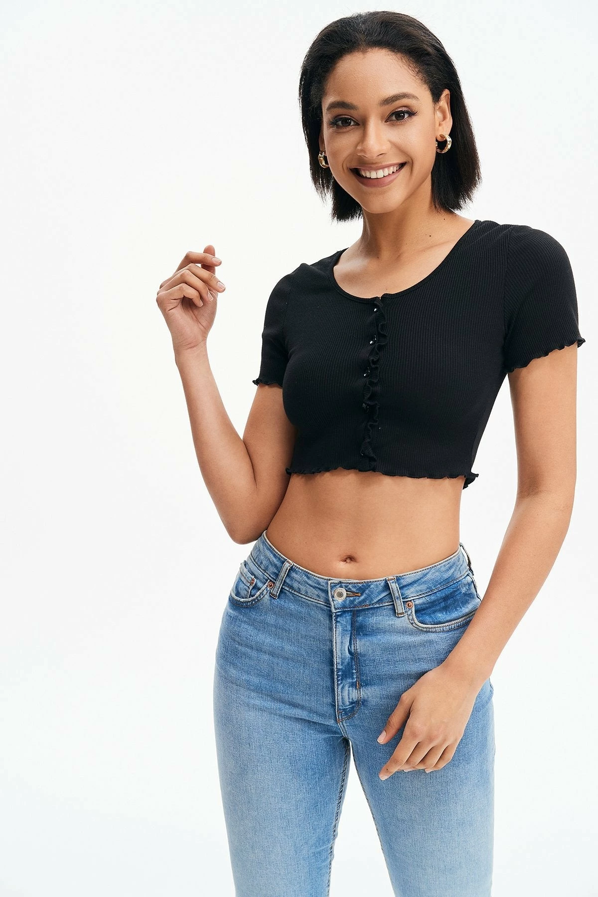 Solado Lettuce Trim Button Front Crop Top 8 Solado Lettuce Trim Button Front Crop Top - Image 6
