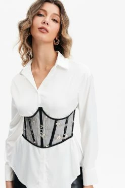 Solado Mesh Embroidery Lace Up Corset Belt Without Blouse