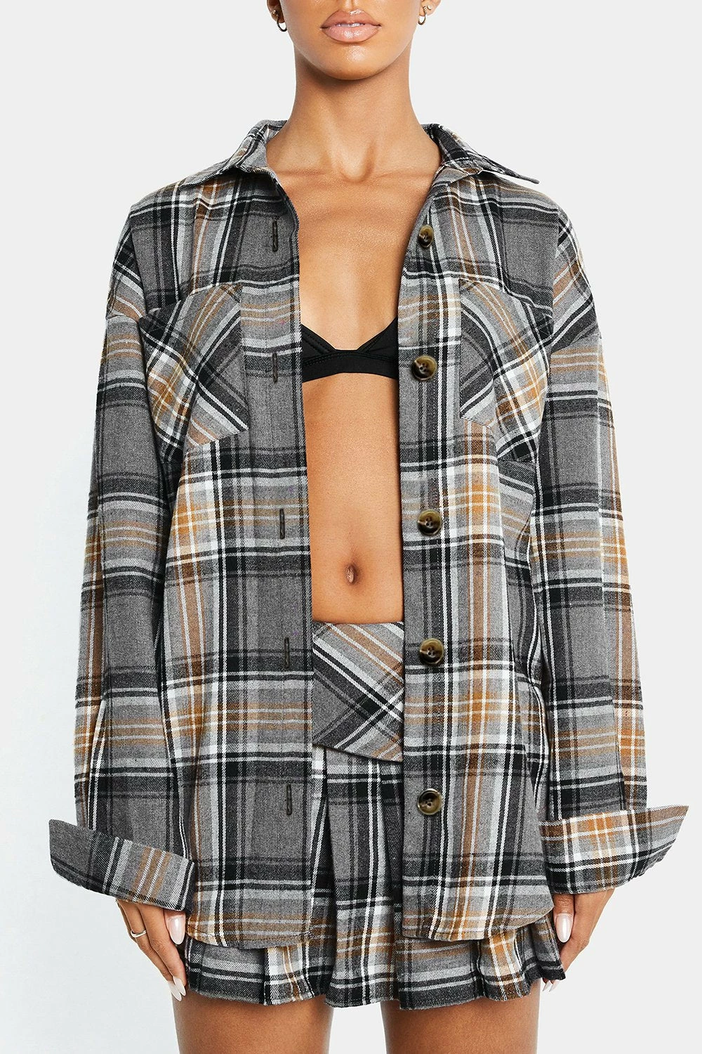 SOLADO Lapel Neck Check Print Pocket Patched Shirt 8 SOLADO Lapel Neck Check Print Pocket Patched Shirt - Image 6