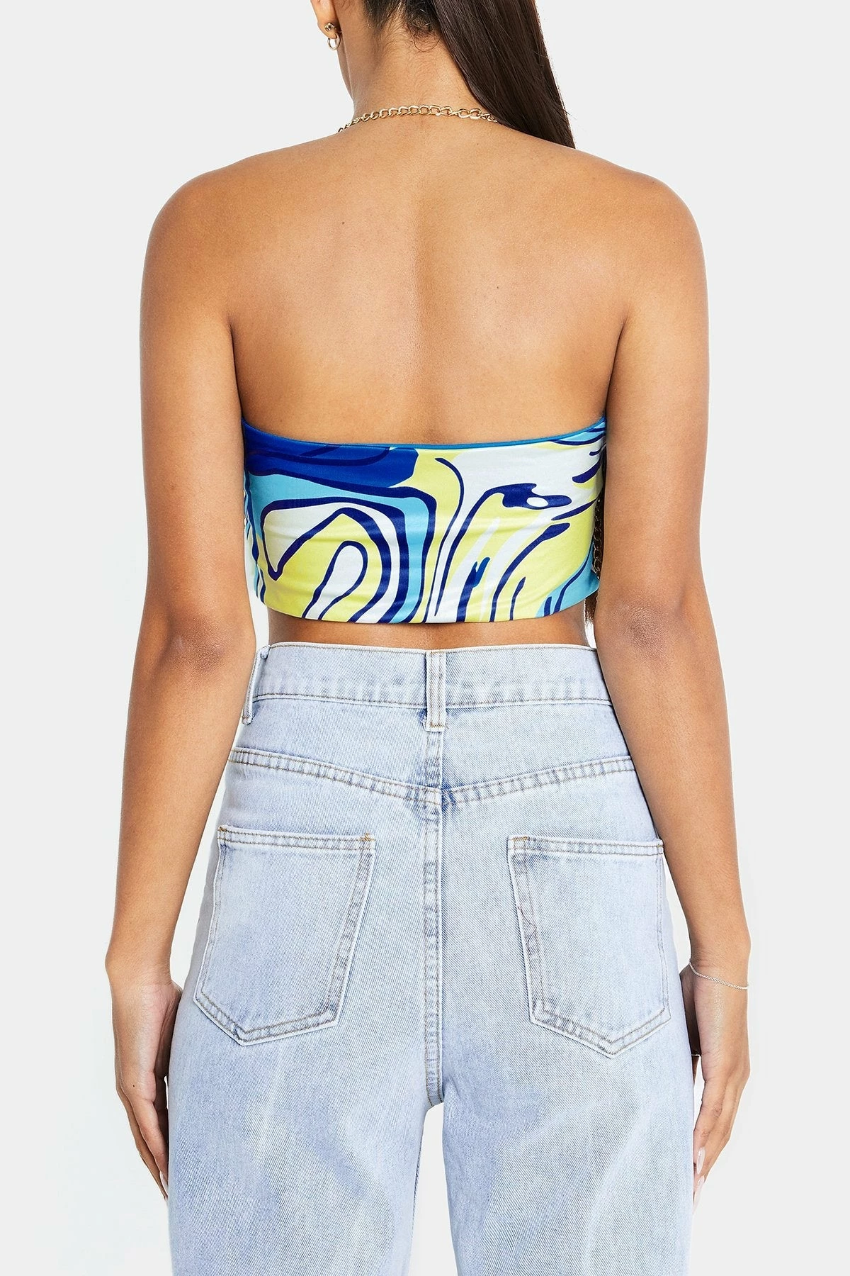 Solado Halter Neck Abstract Print Hanky Hem Crop Top 9 Solado Halter Neck Abstract Print Hanky Hem Crop Top - Image 7