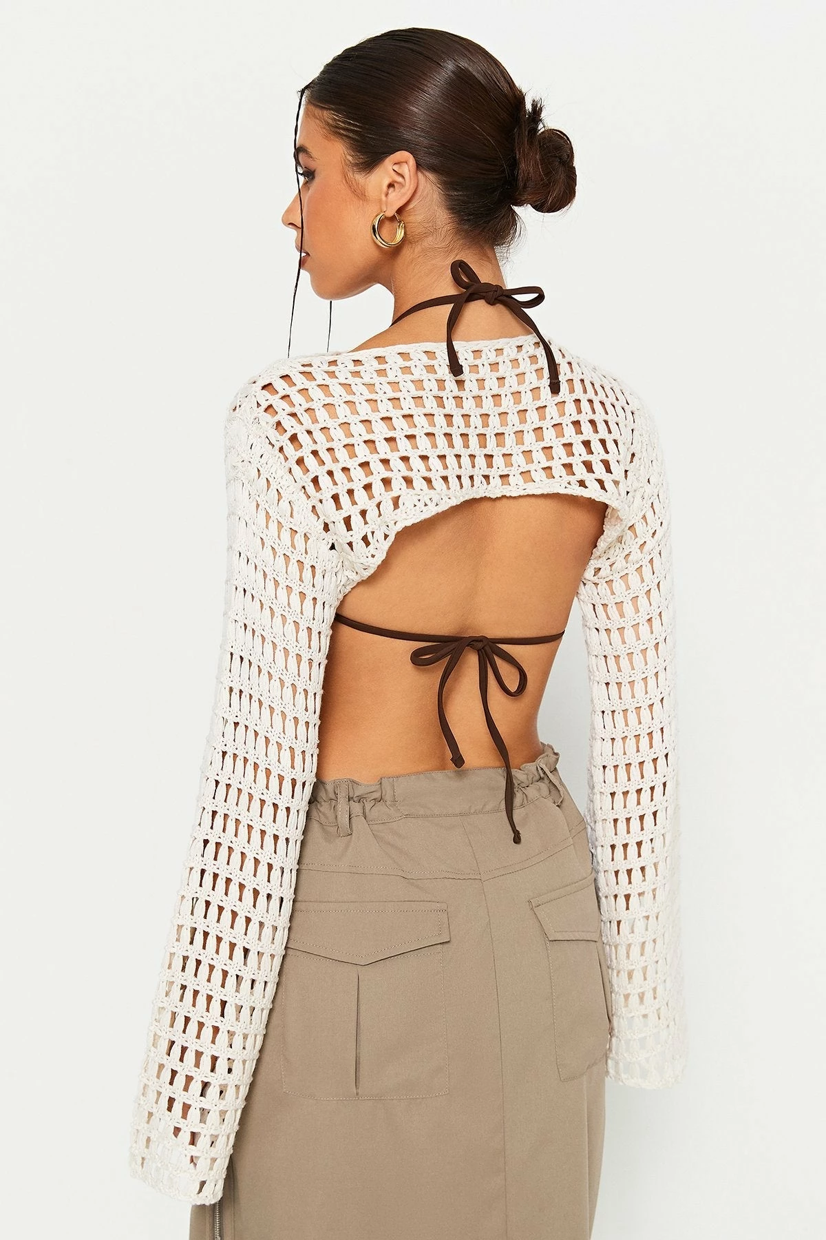 Solado Crochet Flared Sleeve Crop Smock Without Bra 5 Solado Crochet Flared Sleeve Crop Smock Without Bra - Image 3