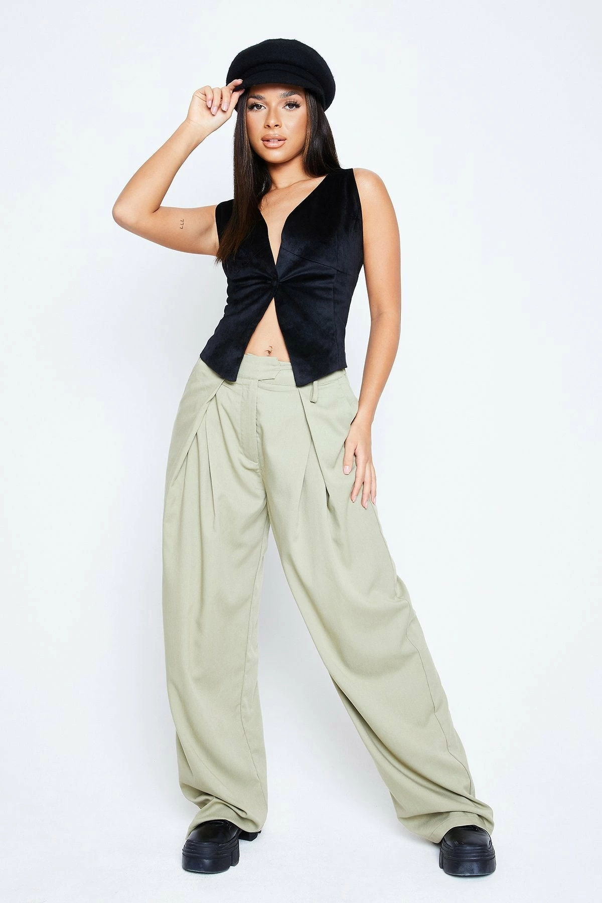 Solado Plunging Neck Button Front Backless Velvet Tank Top 5 Solado Plunging Neck Button Front Backless Velvet Tank Top - Image 3
