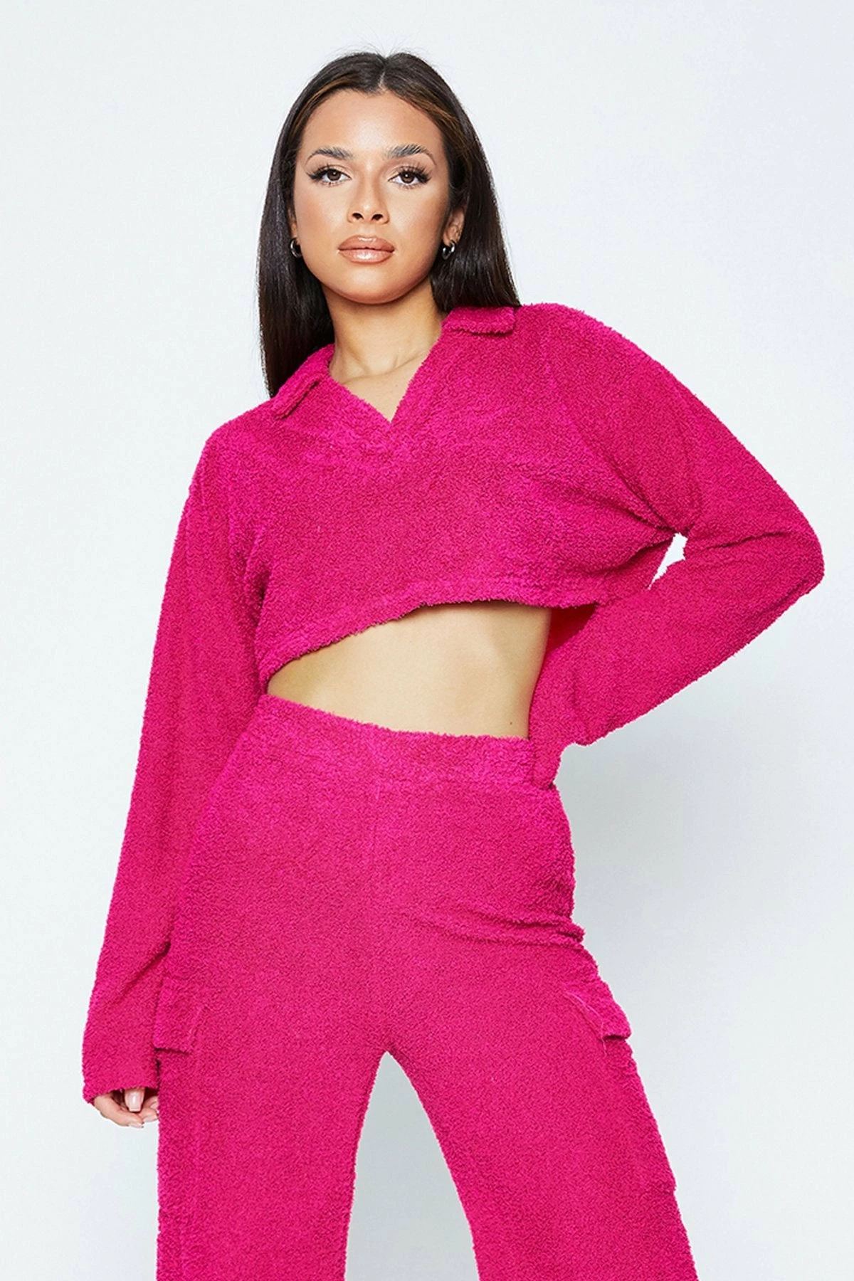 SOLADO Lapel Neck Fluffy Long Sleeve Crop Top 3 SOLADO Lapel Neck Fluffy Long Sleeve Crop Top