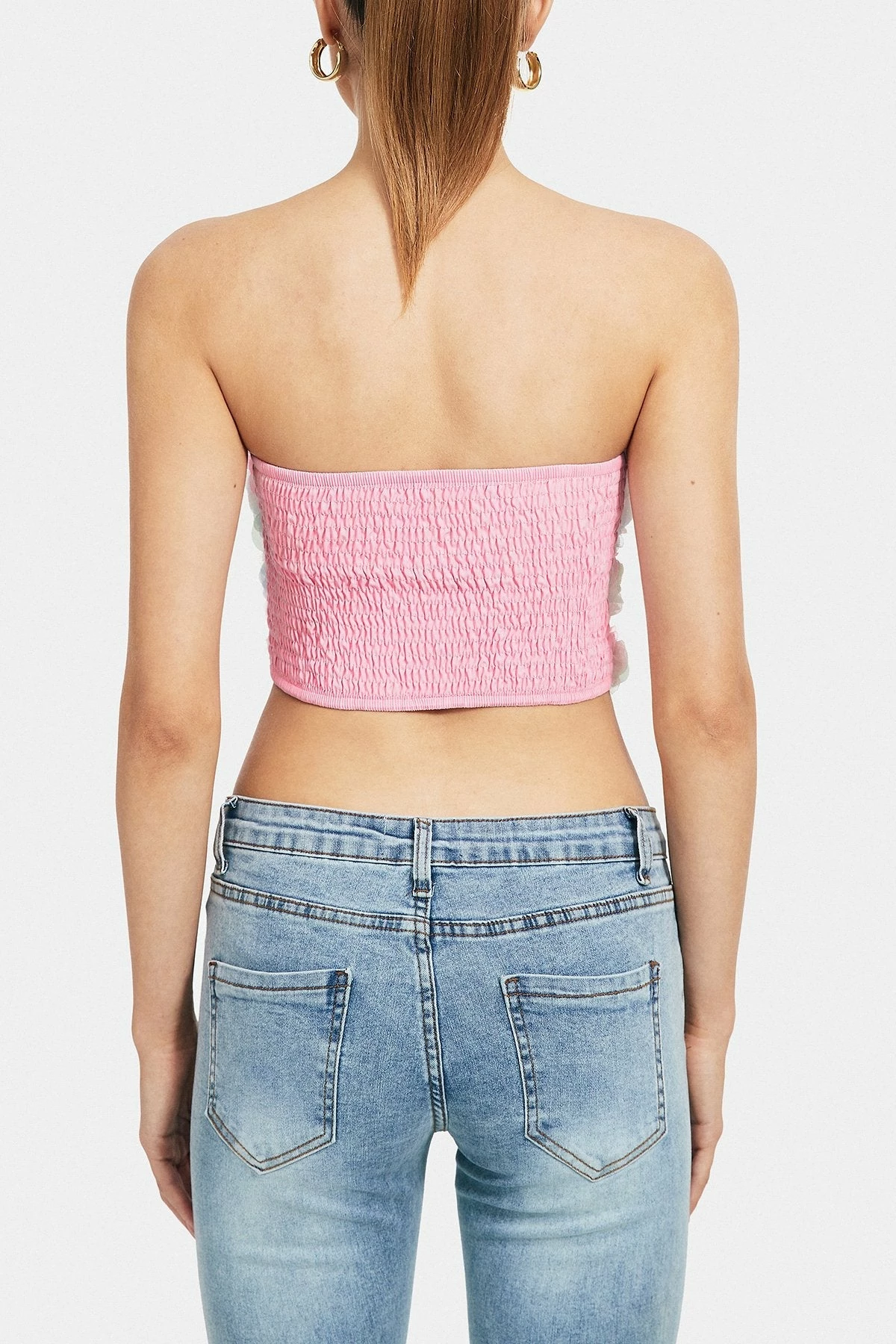 Solado Gradient 3D Flower Mesh Tube Shirred Crop Top 9 Solado Gradient 3D Flower Mesh Tube Shirred Crop Top - Image 7