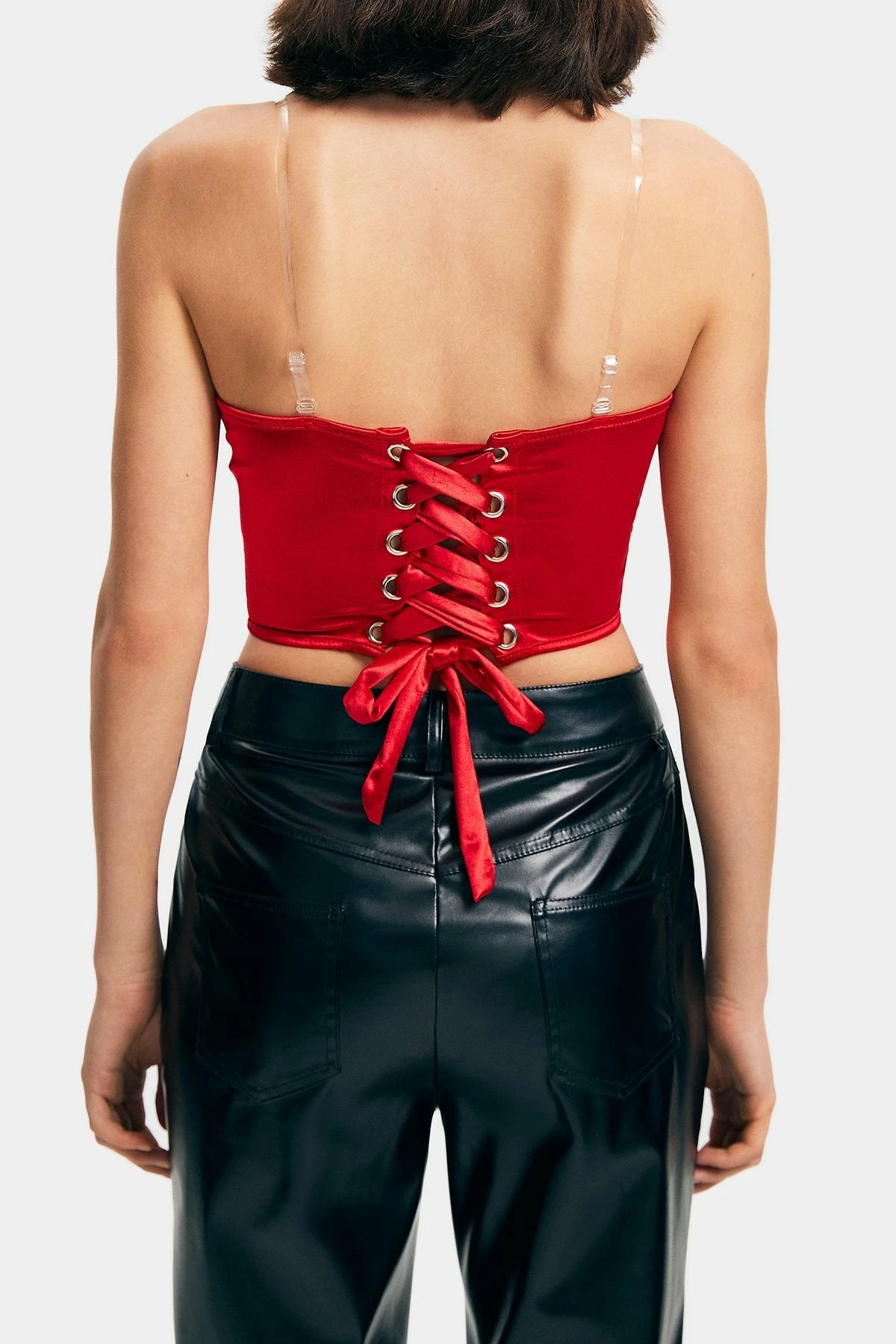 Solado Satin Off Shoulder Tube Boning Lace Up Backless Crop Top 9 Solado Satin Off Shoulder Tube Boning Lace Up Backless Crop Top - Image 7