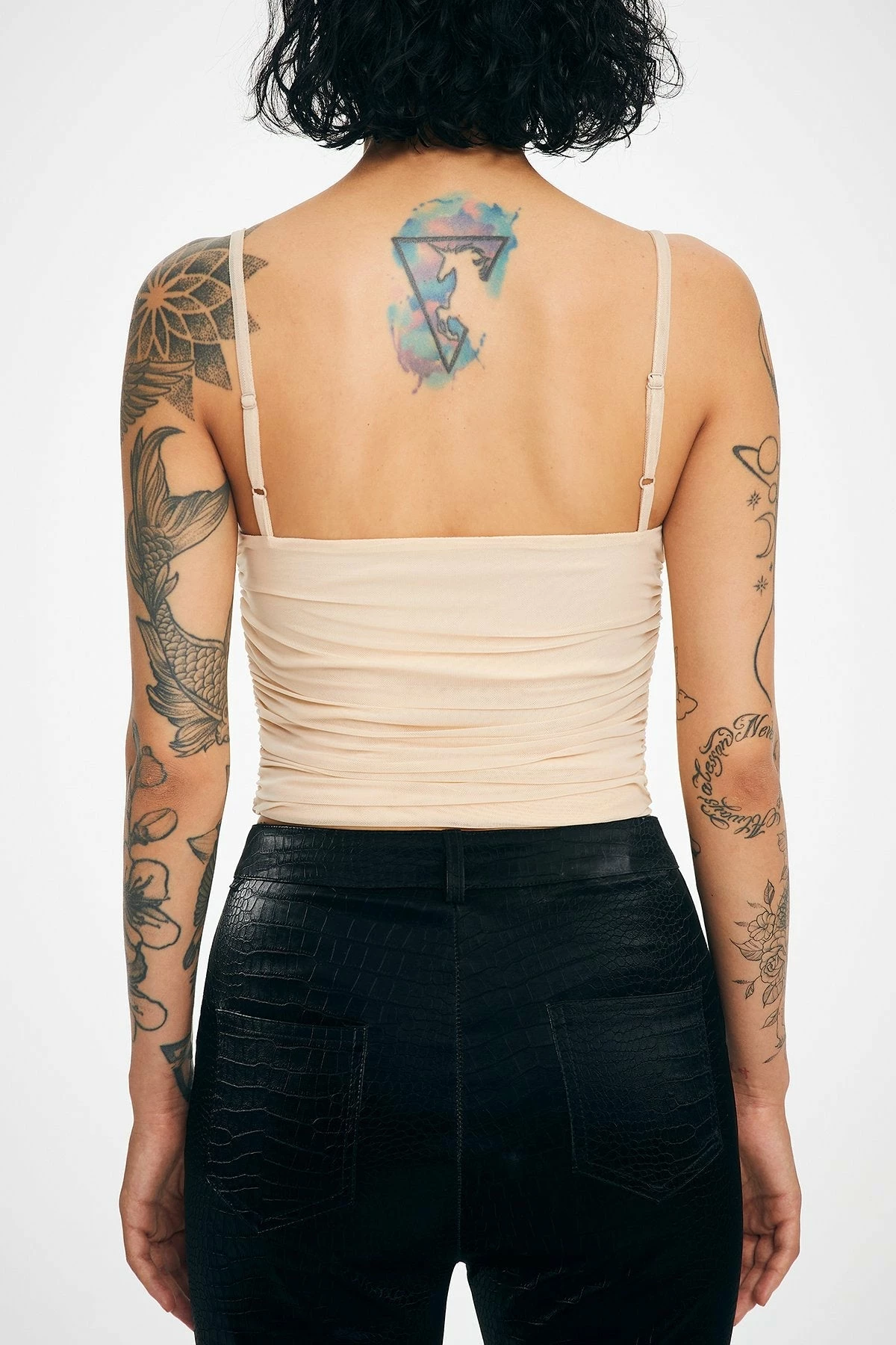Solado Mesh Ruched Adjustable Strap Cami Crop Top 9 Solado Mesh Ruched Adjustable Strap Cami Crop Top - Image 7