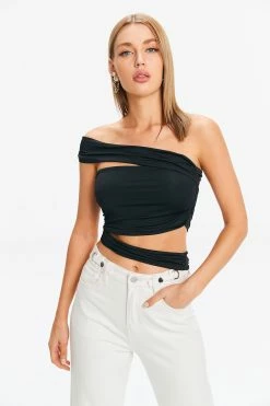 Solado Asymmetrical Neck Cut Out Crop Top