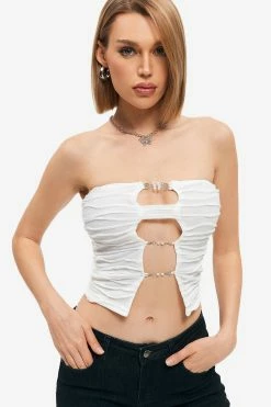 Solado Cut Out Pleated Tube Crop Top