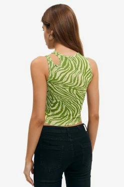 Alternative view of SOLADO Mesh Swirl Print Cut Out Sleeveless Tank Top