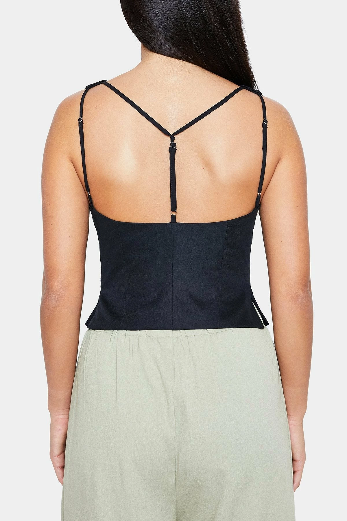 Solado Plunging Neck Button Front Backless Velvet Tank Top 9 Solado Plunging Neck Button Front Backless Velvet Tank Top - Image 7