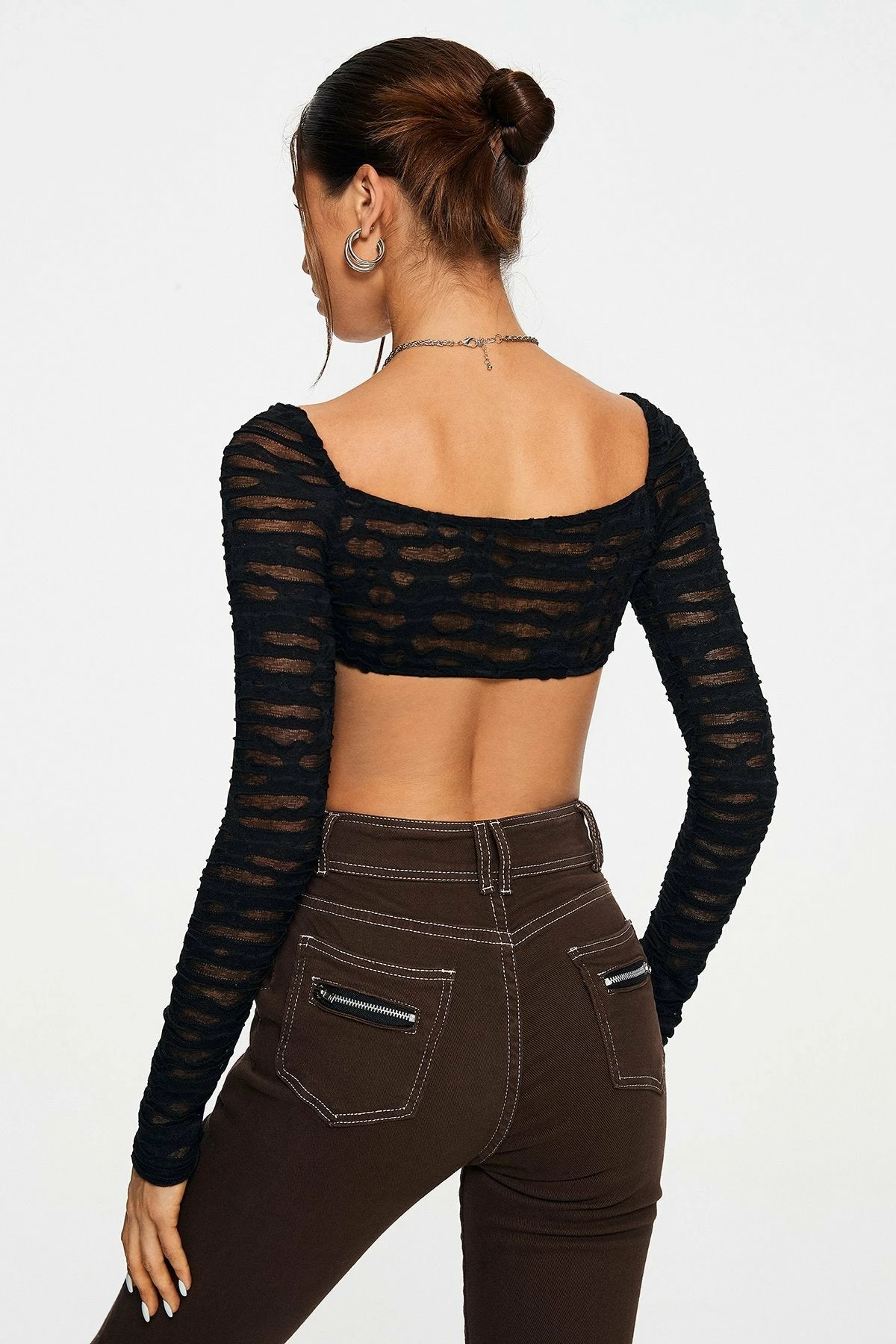 Solado Square Neck Asymmetrical Hem Ripped Crop Top 5 Solado Square Neck Asymmetrical Hem Ripped Crop Top - Image 3