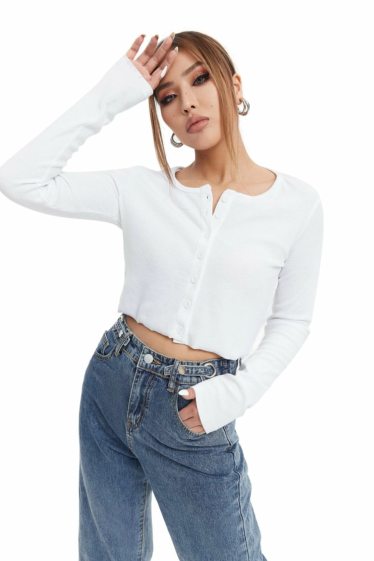 Solado Botton Front Crop Long Sleeve Top 3 Solado Botton Front Crop Long Sleeve Top