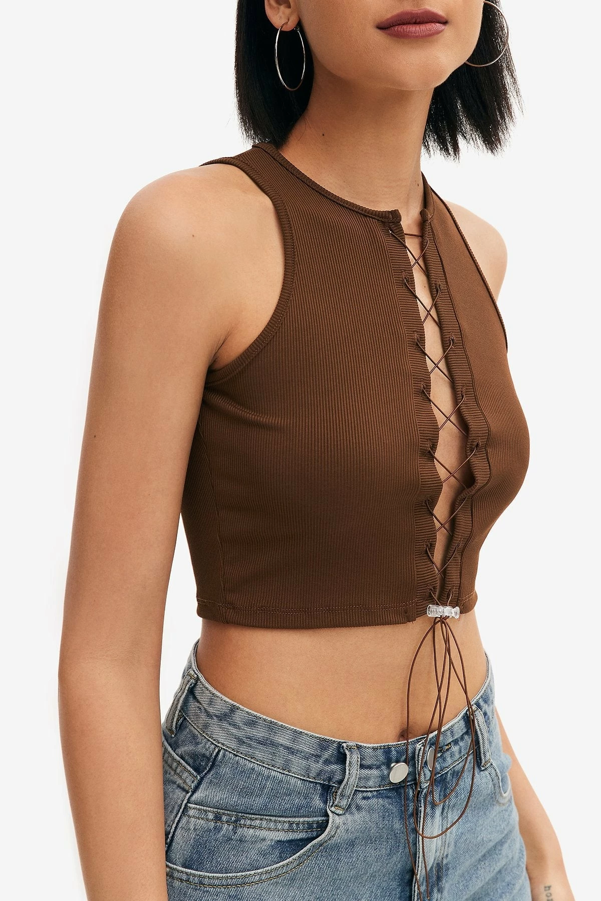 Solado Lace Up Ribbed Crop Tank Top 6 Solado Lace Up Ribbed Crop Tank Top - Image 4