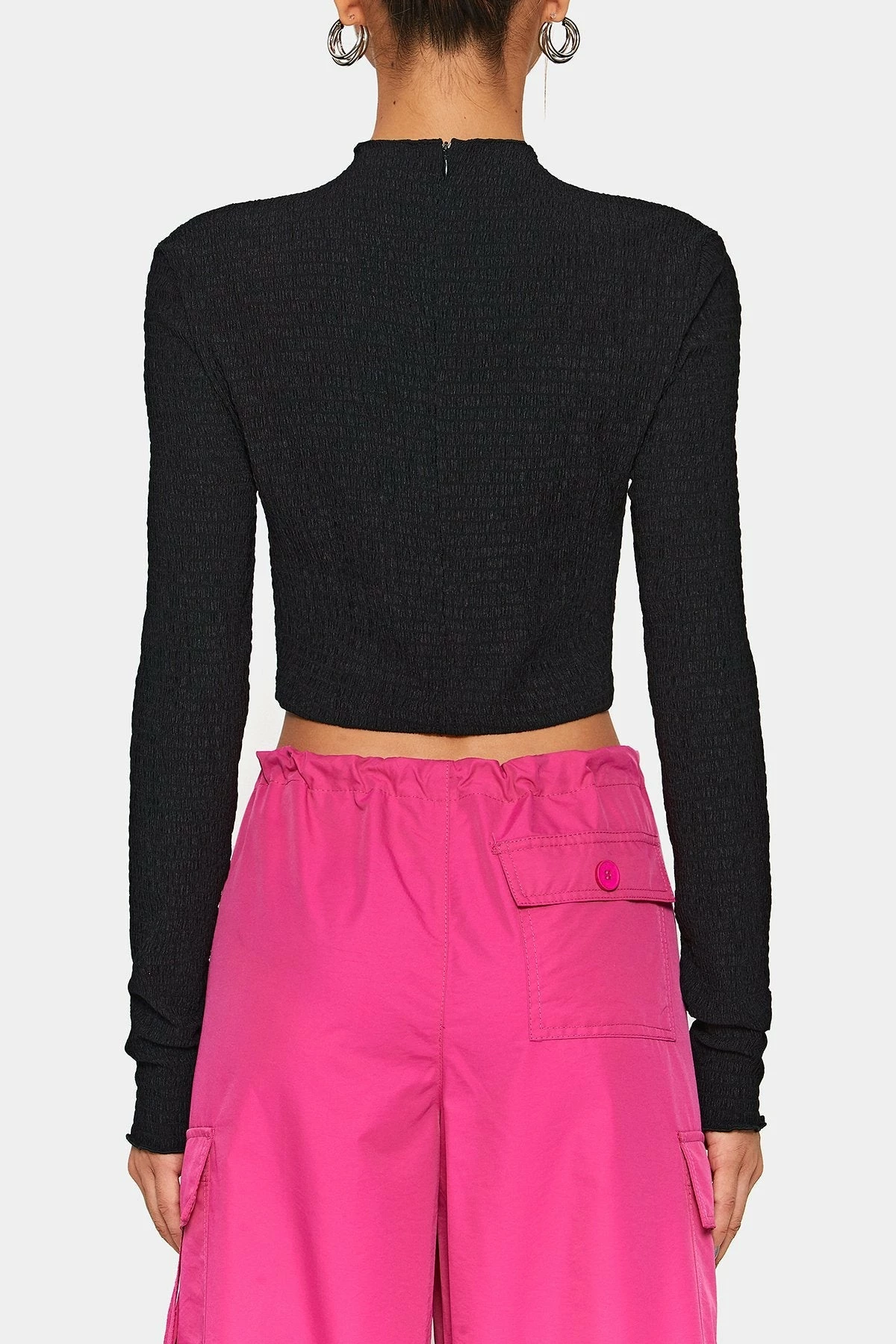 SOLADO Mock Neck Pleat Textured Long Sleeve Crop Top 9 SOLADO Mock Neck Pleat Textured Long Sleeve Crop Top - Image 7