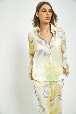 Solado Floral Print Lapel Neck Long Sleeve Shirt