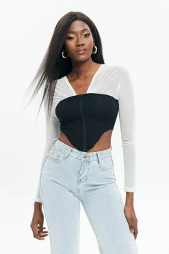 Solado Mesh Splicing Zipper Front Crop Top
