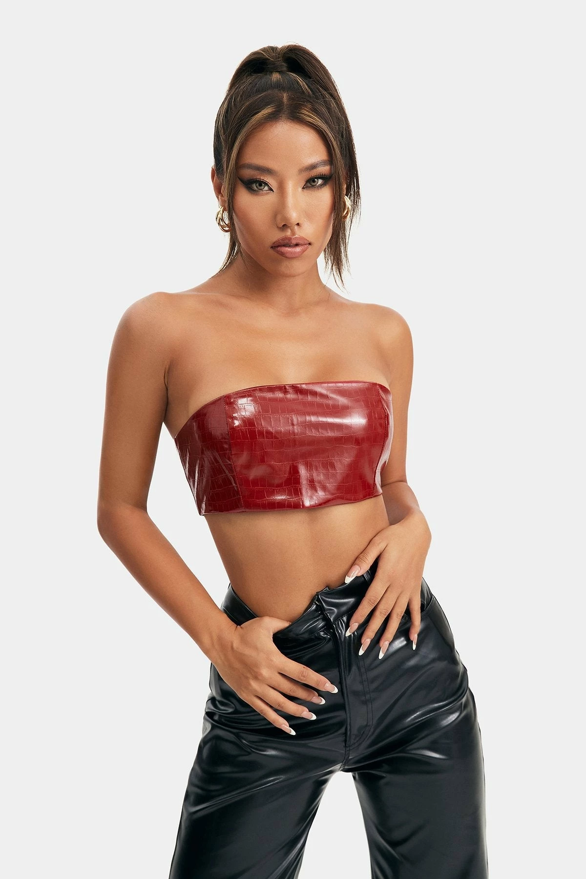 Solado Off Shoulder PU Leather Hook And Eye Tube Corset Top 6 Solado Off Shoulder PU Leather Hook And Eye Tube Corset Top - Image 4