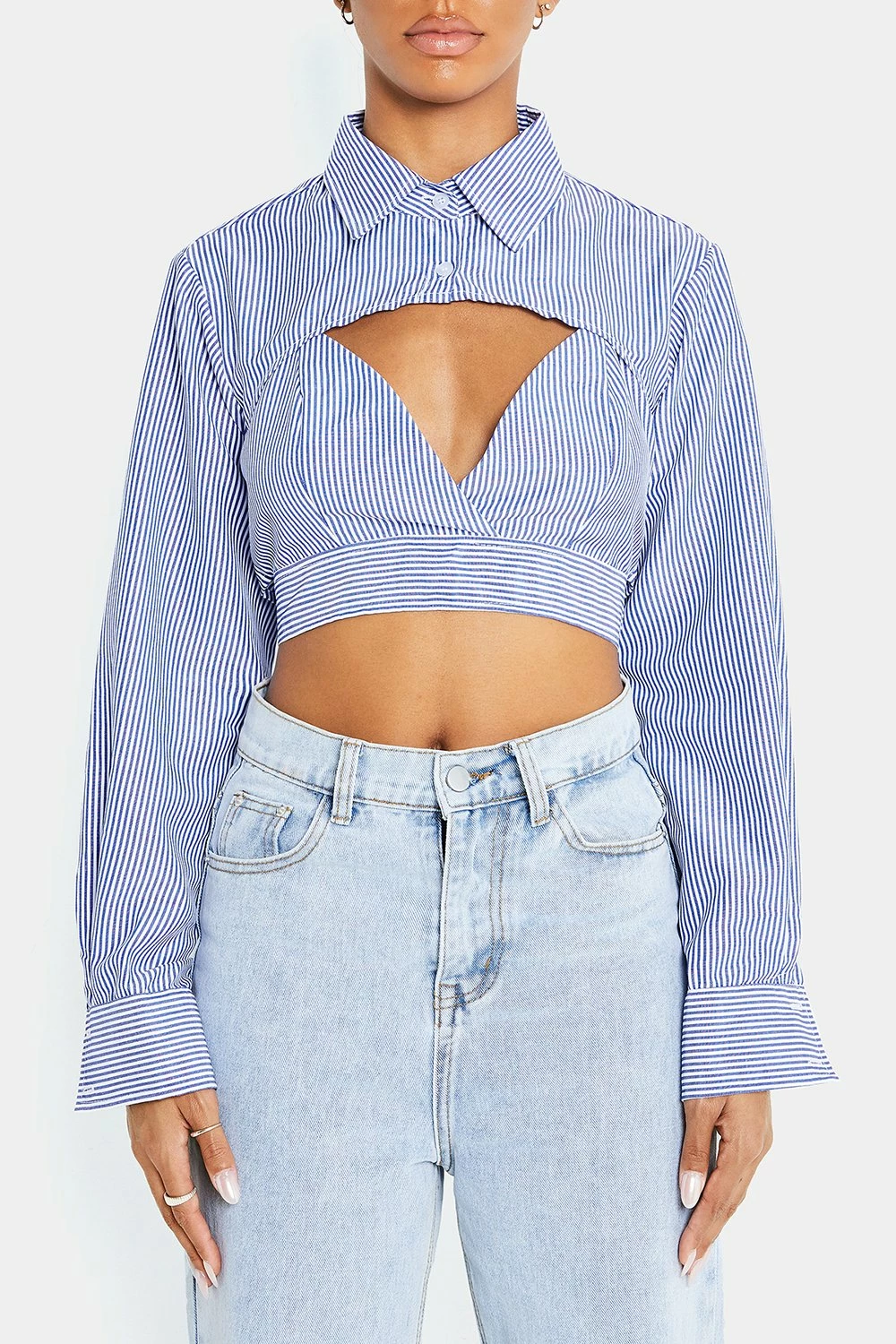 Solado Two Piece Stripe Tie Back Long Sleeve Crop Top 8 Solado Two Piece Stripe Tie Back Long Sleeve Crop Top - Image 6