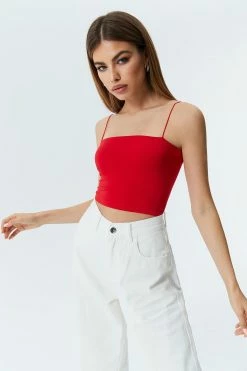 Solado Solid Backless Cami Crop Tank Top