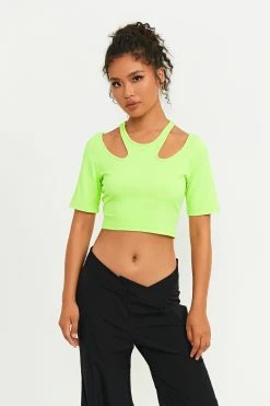 Solado Cut Out Ribbed Short Sleeve Crop Top