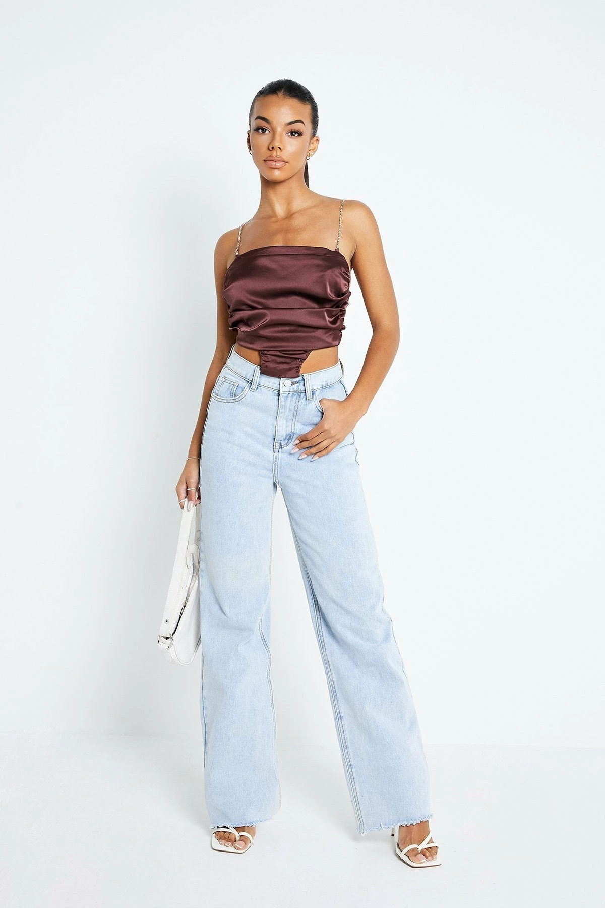 Solado Asymmetrical Hem Open Back Satin Crop Top 7 Solado Asymmetrical Hem Open Back Satin Crop Top - Image 5