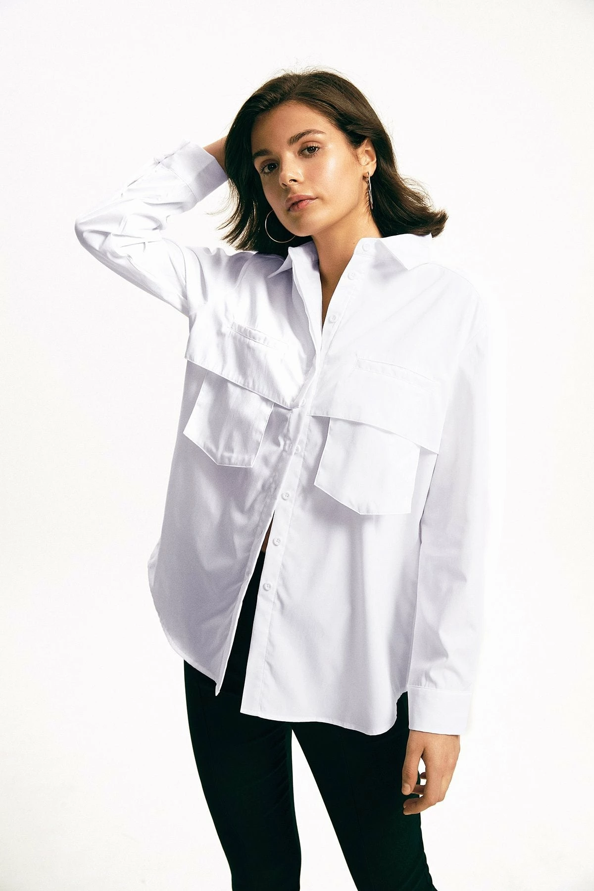 Solado Lapel Neck Dual Pocket Long Sleeve Solid Blouse 6 Solado Lapel Neck Dual Pocket Long Sleeve Solid Blouse - Image 4