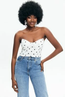 Solado Polka Dot Print Off Shoulder Tube Crop Top
