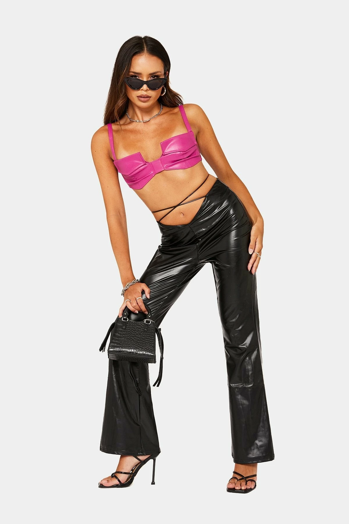 SOLADO PU Leather Zip Backless Bow Design Crop Top 6 SOLADO PU Leather Zip Backless Bow Design Crop Top - Image 4