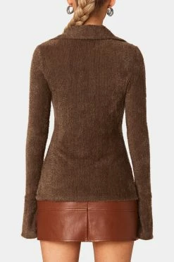 SOLADO Lapel Neck Split Cuff Fluffy Long Sleeve Top -SOLADO Shop jpeg 86b91f85 c4d4 44d1 bca3 5c95a8d376cf 1800x1800